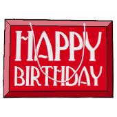 Red Beveled Happy Birthday Art Deco Groot Cadeauzakje (Achterkant)