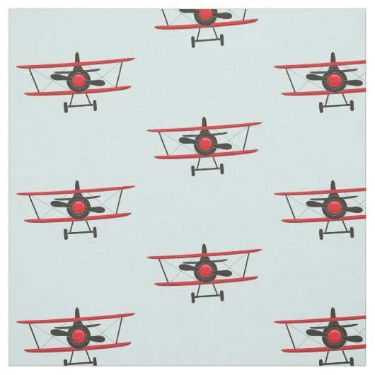 Red Bi-Plane Pattern Stof (Swatch)
