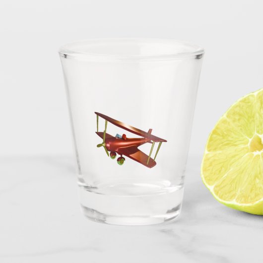 Red Bi-plane Shot Glas (Voorkant)