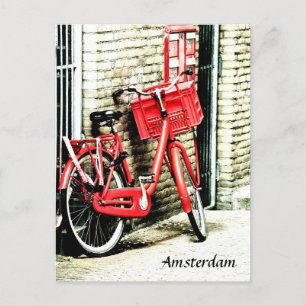 Red Bicycle & Amsterdam, feestdag Nederland Briefkaart