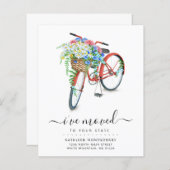 Red Bicycle Floral Basket Budget Moving Kaart (Voorkant / Achterkant)