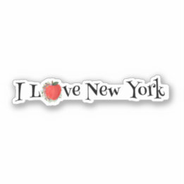 RED BIG APPLE I Love New York Sticker