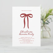 Red Big Bow Christmas Party Invitation (Debout devant)