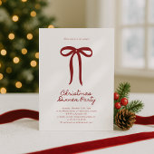 Red Big Bow Christmas Party Invitation