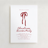 Red Big Bow Dinner Invitation