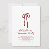 Red Big Bow Holiday Dinner Invitation Kaart (Voorkant)