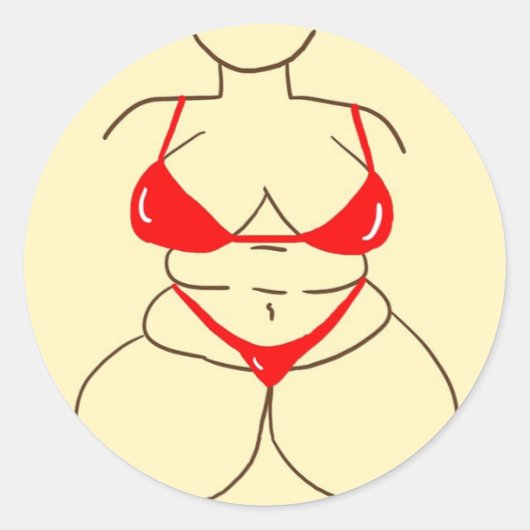 Red Bikini Ronde Sticker (Voorkant)