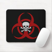 Red Biohazard Skull Mousepad Muismat (Met muis)
