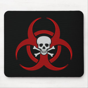 Red Biohazard Skull Mousepad Muismat