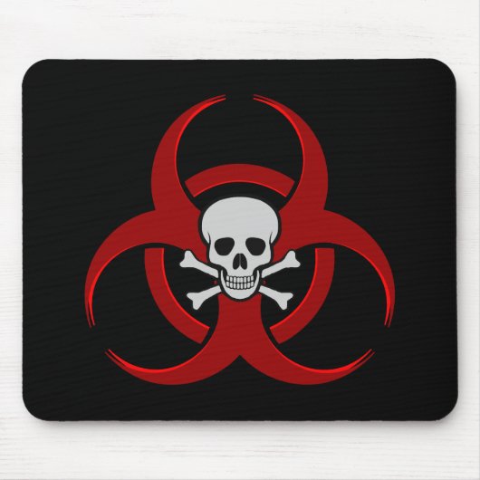 Red Biohazard Skull Mousepad Muismat (Voorkant)