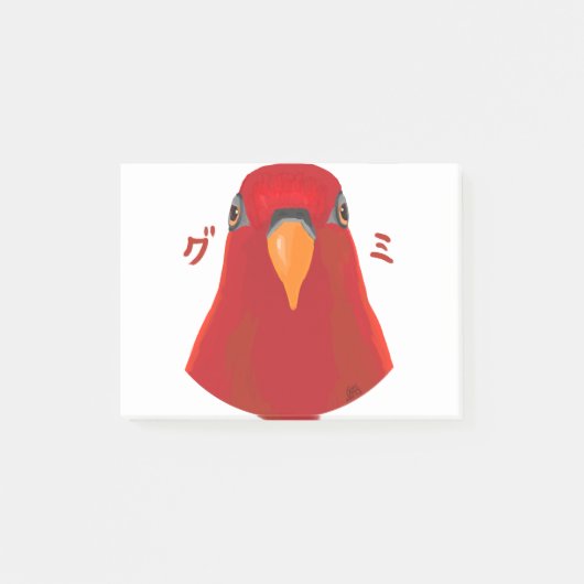 Red birb "GUMI" Post-it® Notes (Voorkant)