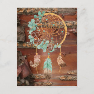 Red Birch Bark Brown en Turquoise Dreamweaver Briefkaart