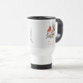 Red Bird Cardinal Christmas Travel Mug (Devant droit)