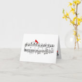 Red Bird en Music Note Kaart (Gele Bloem)