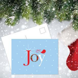 Red Bird Joy Snowflakes Feestdagenkaart