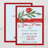Red Bird on Branch - Invitations de douche nuptial (Devant / Derrière)