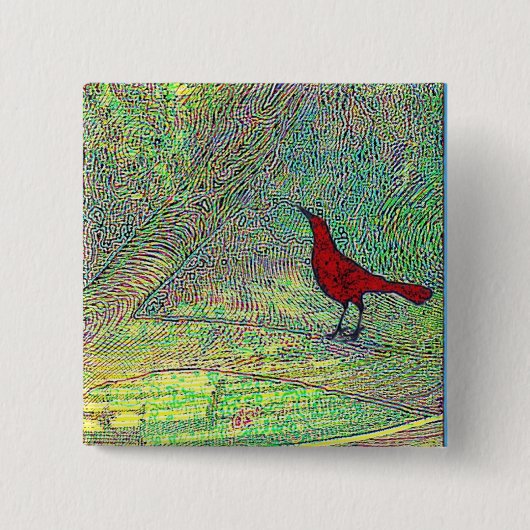 Red Bird Vierkante Button 5,1 Cm (Voorkant)
