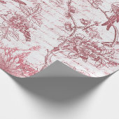  Red Birds Flowers Frans script Cadeaupapier (Hoek)