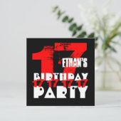 RED BLACK 17th Birthday Party 17 Year Old V09 Kaart (Staand voorkant)