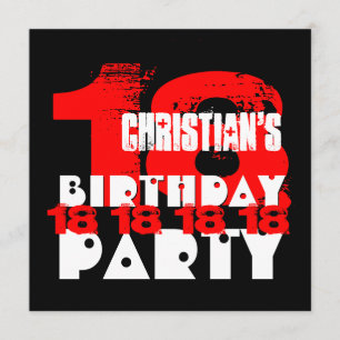 RED BLACK 18th Birthday Party 18 Year Old V10 Kaart