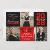 Red & Black 3 Photo Graduation Invitation (Devant)