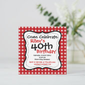 Red Black 40th Birthday Party Invitations (Debout devant)