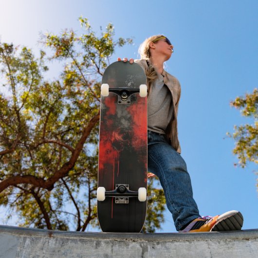 Red Black Abstract Art Skateboard (Buiten 1)