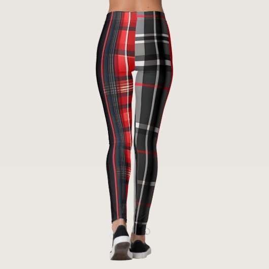 Red Black Abstract Pset Trendy Collectie Leggings (Achterkant)