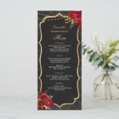 Red Black and Gold Birthday Dinner Menu (Debout devant)