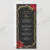 Red Black and Gold Birthday Dinner Menu (Devant)