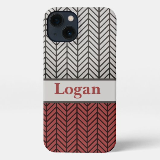 Red Black and Grey Black Masculine Chevron Pattern iPhone Hoesje (Achterkant)