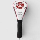 Red Black and White Cherry Blossom Rising Sun Name Golfheadcover (Voorkant)