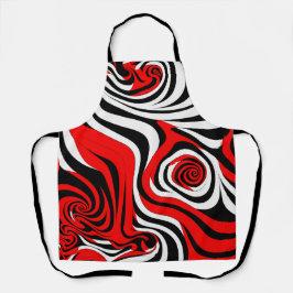 Red, Black and White Wave Pattern Schort