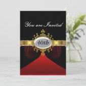 Red Black Anniversaire Fête Glamor Invitation (Debout devant)