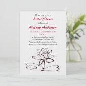 Red Black Asian Lotus Bridal Shower Invitation (Debout devant)