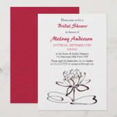 Red Black Asian Lotus Bridal Shower Invitation (Devant / Derrière)