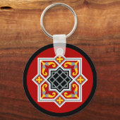  Red Black Barcelona Tile Geometric Graphic Sleutelhanger (Voorkant)