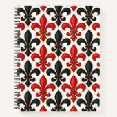 Red Black Baroque Fleur-de-lis Pattern Design  Notitieboek (Voorkant)
