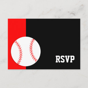Red Black Baseball Bar Mitzvah RSVP