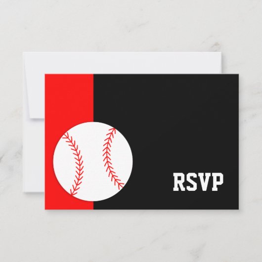 Red Black Baseball Bar Mitzvah RSVP (Voorkant)
