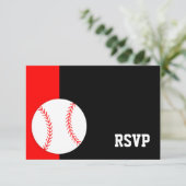 Red Black Baseball Bar Mitzvah RSVP (Staand voorkant)