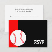 Red Black Baseball Bar Mitzvah RSVP (Voorkant / Achterkant)