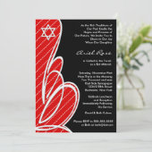 Red Black Bat Mitzvah Kaart (Staand voorkant)