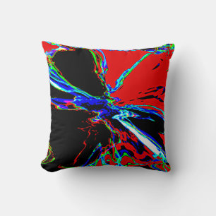 Red Black Blue Green Abstract Jewel Flower Design Kussen