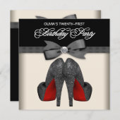 Red Black Bow Stropdas Vrouwen 21ste Verjaardagsfe Kaart (Voorkant / Achterkant)