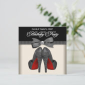 Red Black Bow Stropdas Vrouwen 21ste Verjaardagsfe Kaart (Staand voorkant)