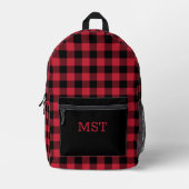 Red Black Buffalo Check met Monogram Bedrukte Rugzak (Voorkant)