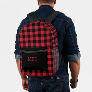 Red Black Buffalo Check met Monogram Bedrukte Rugzak