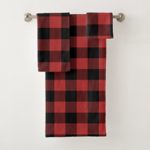 Red Black Buffalo Check Pset Bad Handdoek