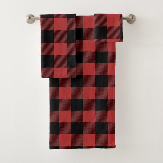 Red Black Buffalo Check Pset Bad Handdoek (Insitu)